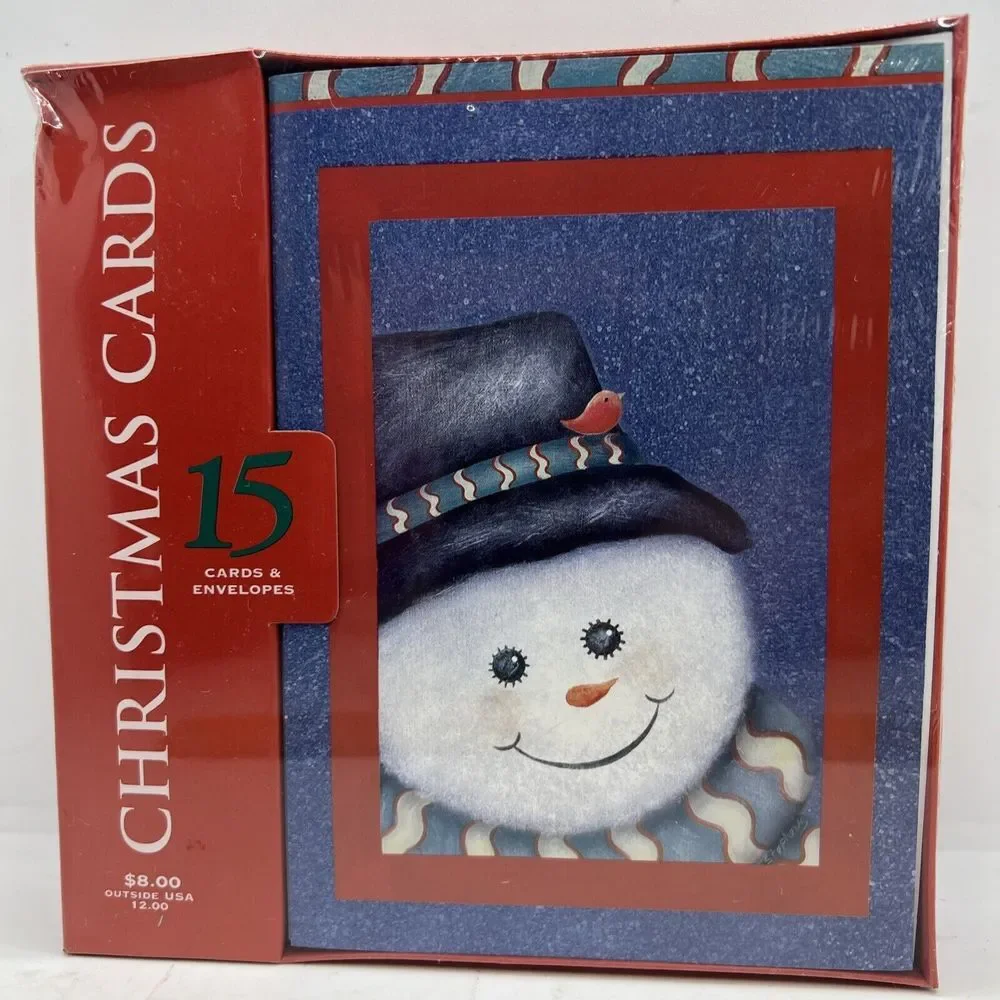 NOS Christmas Cards Happy Holidays Merry‎ Christmas Snowman 15 Cards & Envelopes
